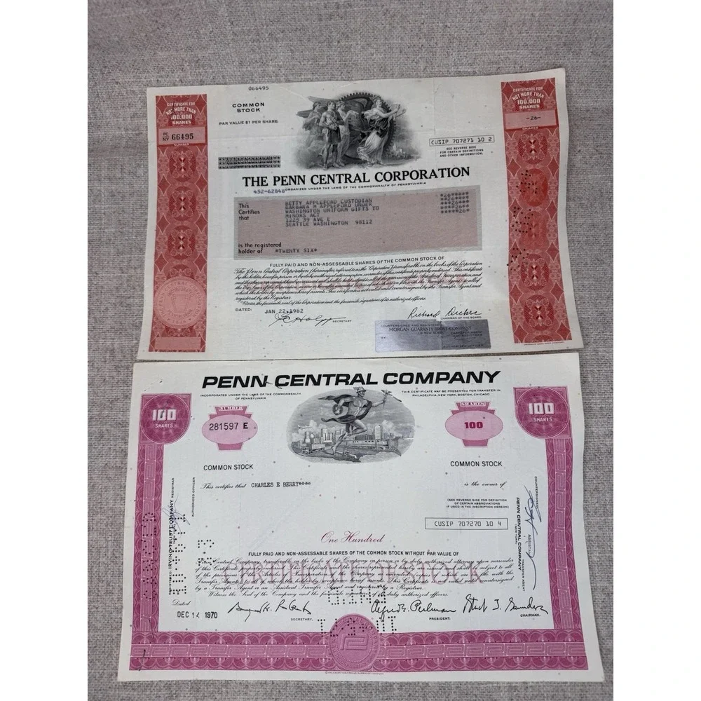 Lot Of 9 United States Vintage Paper stocks & bonds certificates 1930-1982